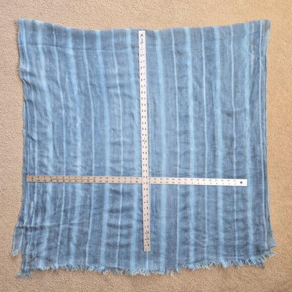 Accessories - Linen Look Large Striped Wrap Scarf Shawl Blue